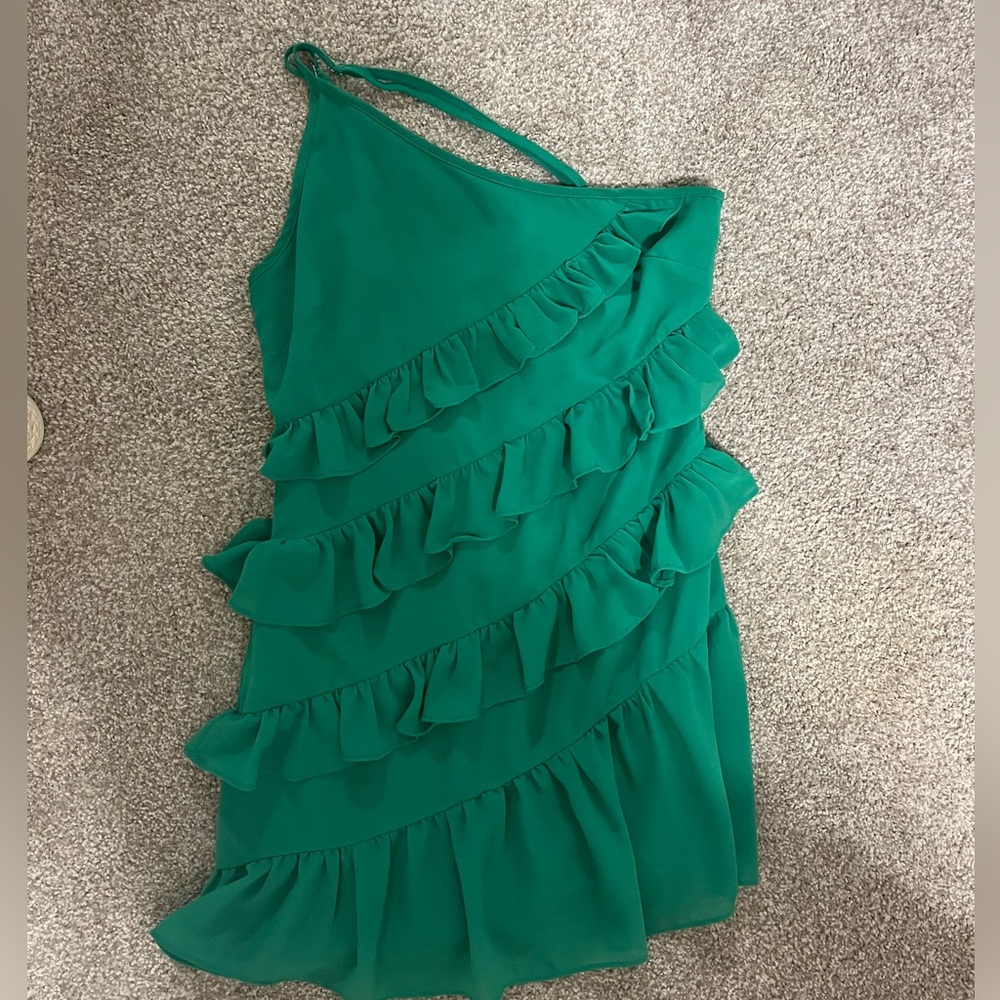 Green Ruffle Mini Dress